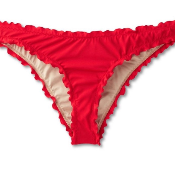 Shade & Shore Underwire Bikini Top & Ruffle High Leg Cheeky Bottom - Red - Picture 6 of 10